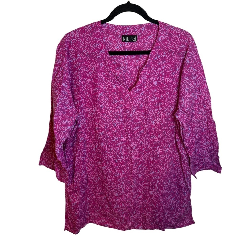 Kikisol Pink Paisley Lightweight Cotton Swim Cover Top